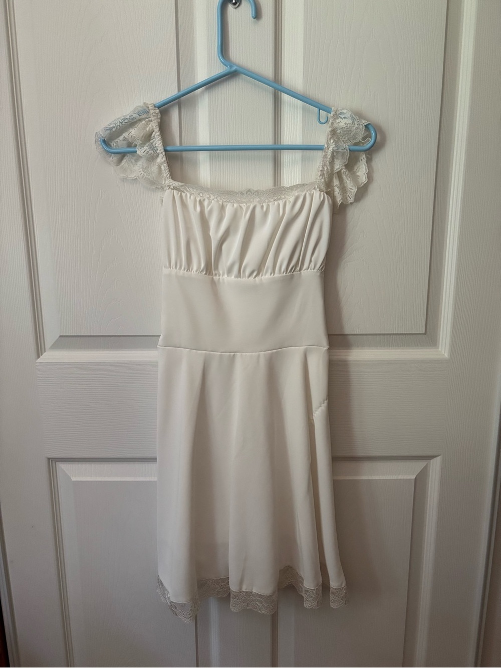 White Lace-Trim Sundress with Tie-up Back